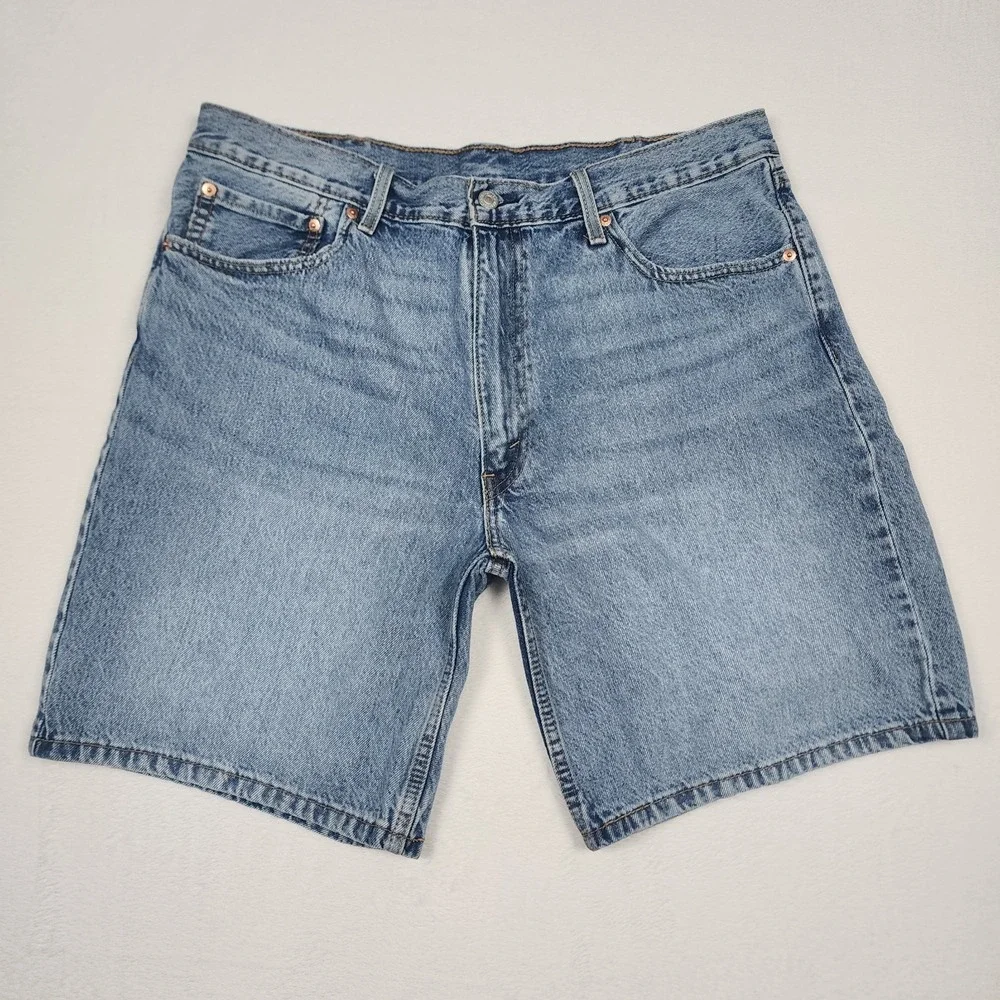 Levis 454 Denim Shorts Mens Size 38 Blue Jean Relaxed Fit Baggy Jorts